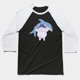 Kitty Cat with Shark Baseball T-Shirt